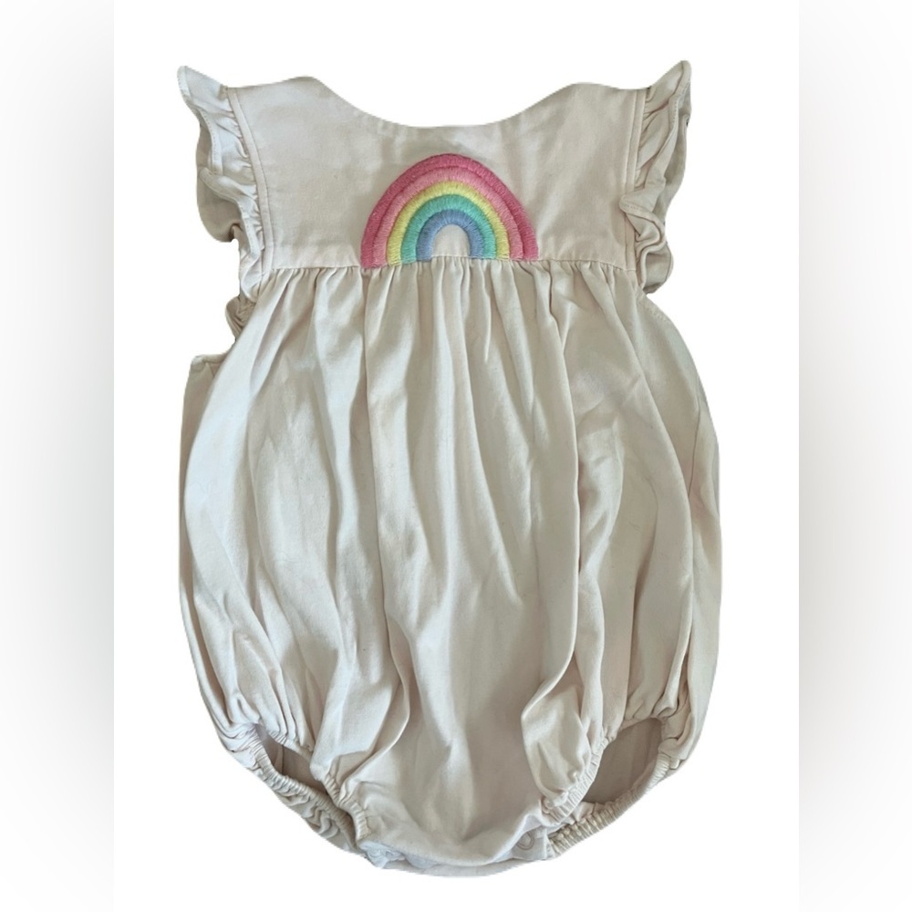 Angel Dear Pink Romper with Rainbow Embroidery